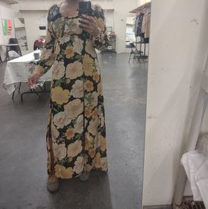 Floral long dress, long sleeve